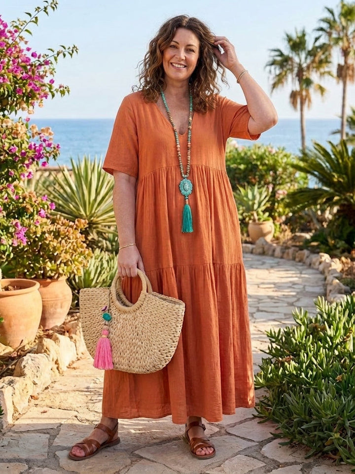 Perdita - V-hals Maxi Jurk