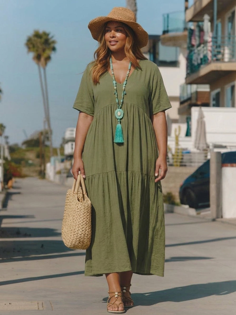Perdita - V-hals Maxi Jurk