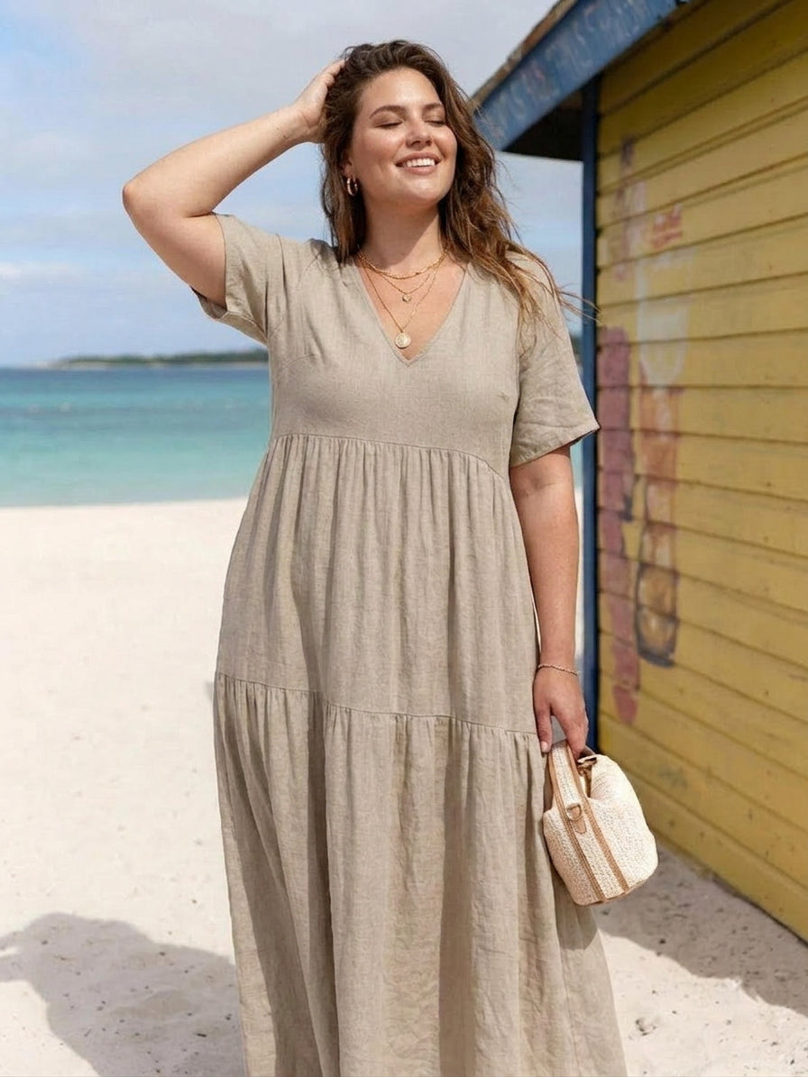 Perdita - V-hals Maxi Jurk