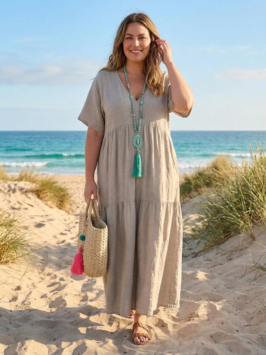 Perdita - V-hals Maxi Jurk