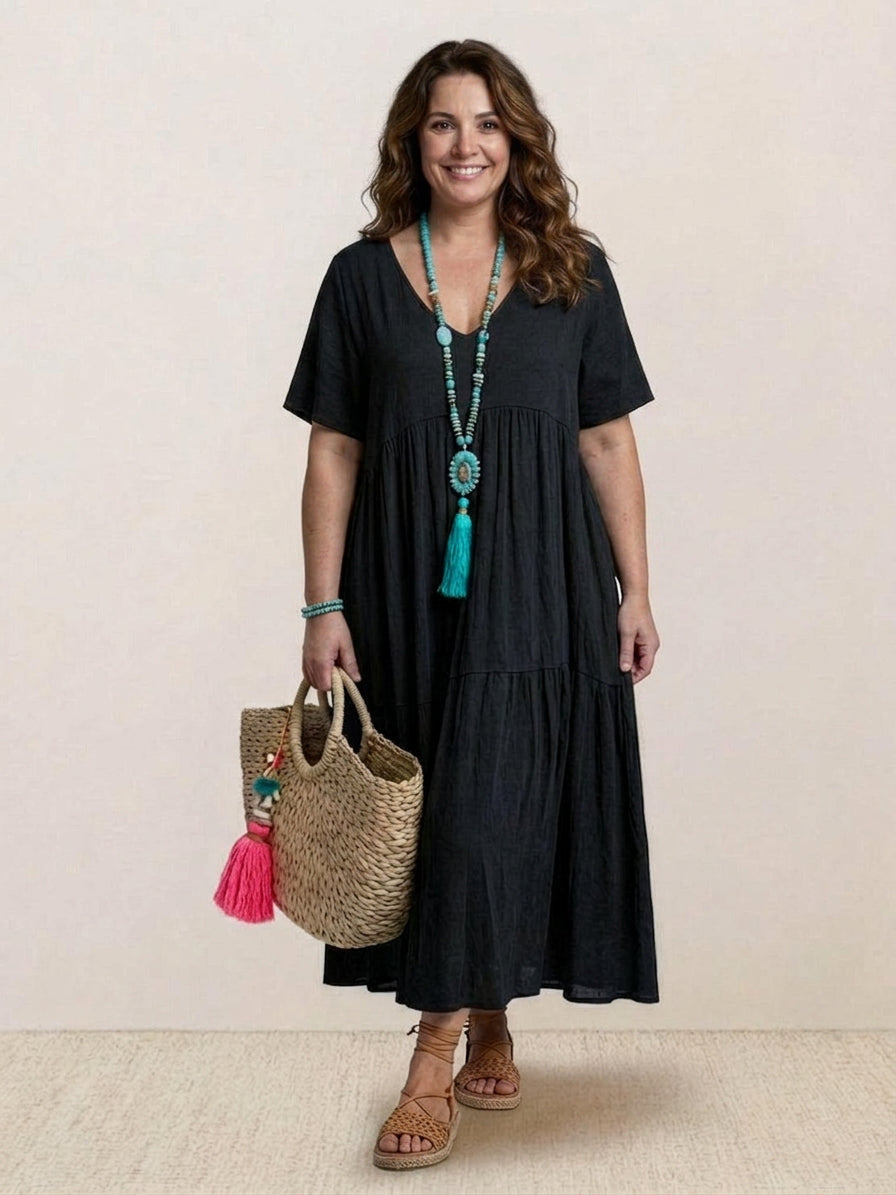 Perdita - V-hals Maxi Jurk