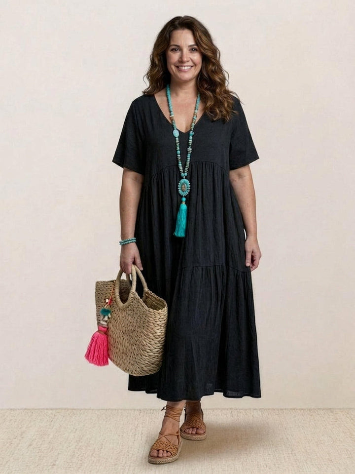 Perdita - V-hals Maxi Jurk