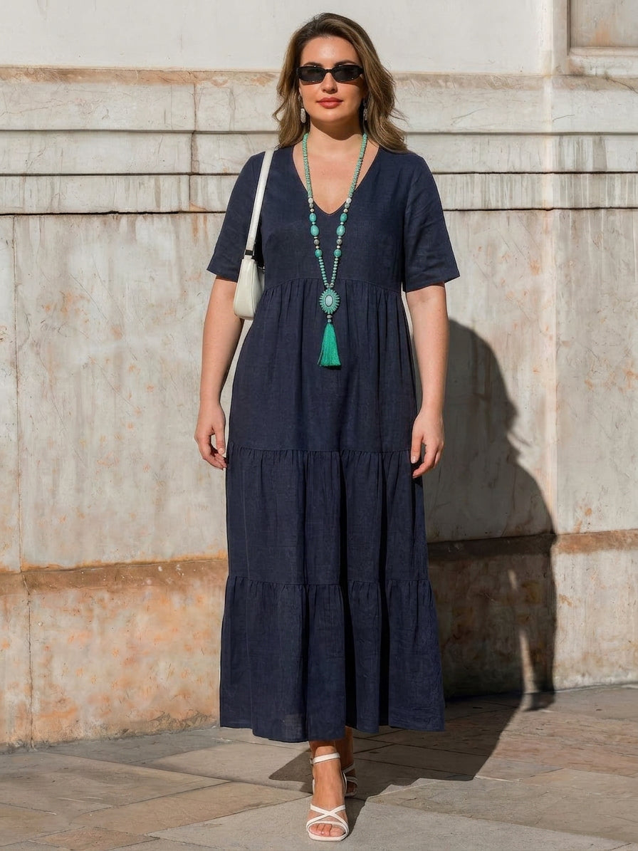 Perdita - V-hals Maxi Jurk