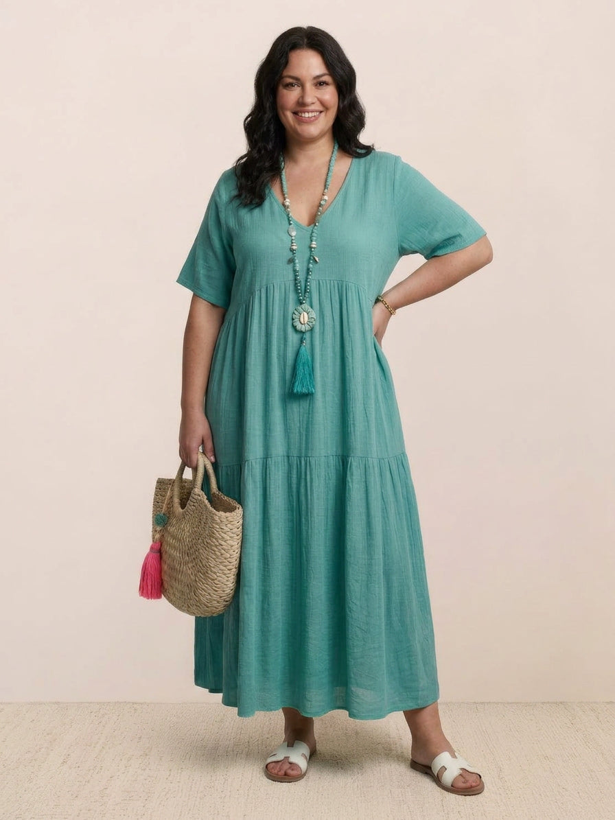Perdita - V-hals Maxi Jurk