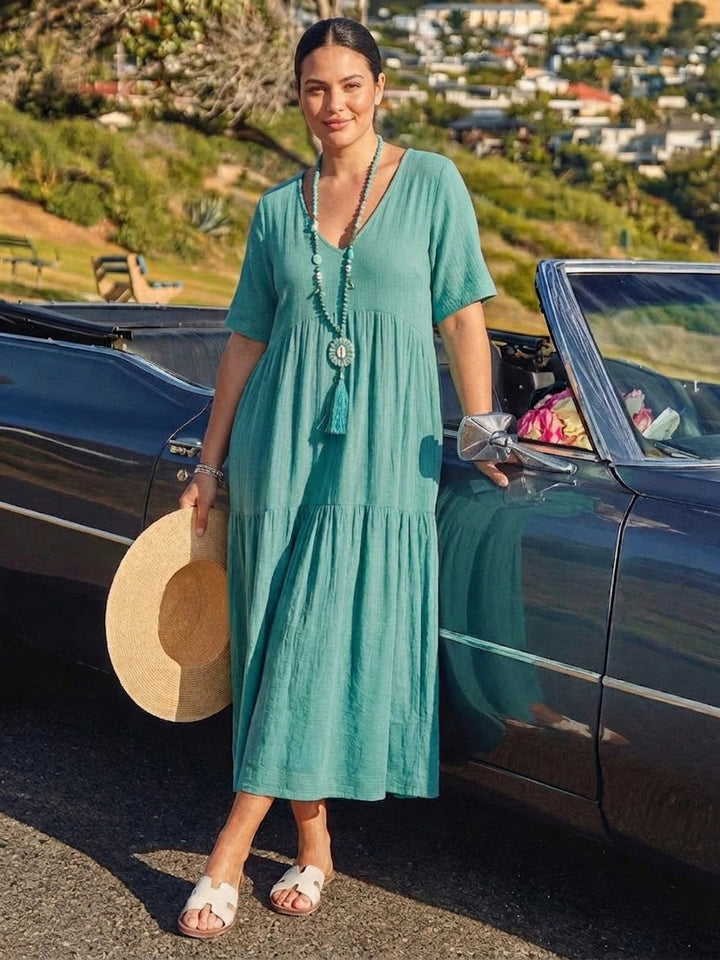 Perdita - V-hals Maxi Jurk
