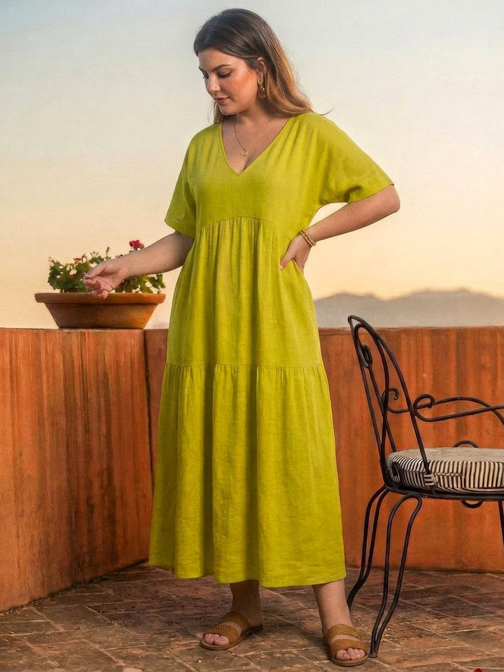 Perdita - V-hals Maxi Jurk