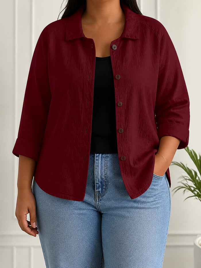 Dames Wijdvallende Blouse met Puntkraag en Knoopsluiting